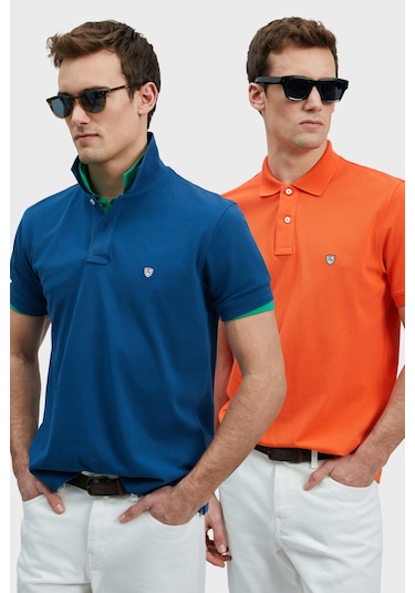 Lufian Erkek T Shirt 111040206s2 Açık Lacivert-turuncu Açık Lacivert