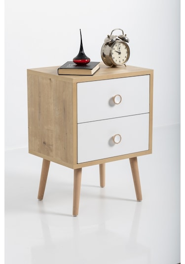 Flora Moderna Iki Çekmeceli Komodin Meşe