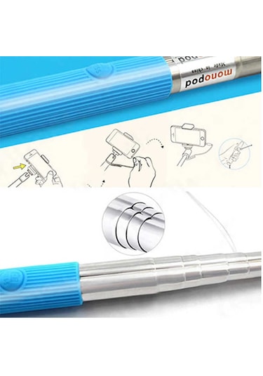 Kilifone - Selfie Çubuğu Slf 01 Kablolu Selfie Çubuğu - Siyah - T9372