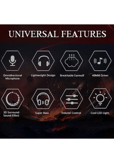 Vkemall Mavi Kafaüstü Kulaklık, Kulaklık Bağlantısı, Ps4/xbox/dizüstü Bilgisayar/pc Oyunları İçin Uygun