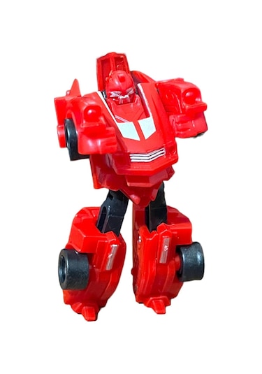Super Warrior Mini Plastik Gövdeli Dönüşebilen Robot Araba 7.5 Cm Kırmızı