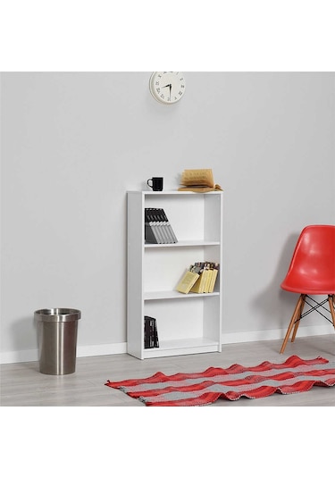 3 Raflı Kitaplık-beyaz 58x106x23 Cm