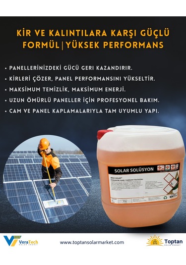 Solar Panel Temizleyici - Güneş Paneli Temizleme Solüsyonu - Net 30 Kg