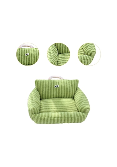 Suntek Yastıklı Evcil Hayvan Kanepe Yatağı Yuvası Yeşil-s