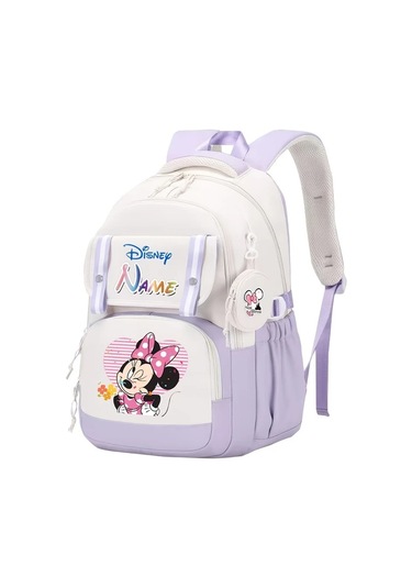 Wangxi Disney Minnie Mouse Sırt Çantası E Sku Özel İsim Ayarlanabilir Askı Hafif Rahat Tablet Bölmeli Büyük Kapasite Günlük Kullanım Seyahat Tatil Hediyesi 40g Geo Black