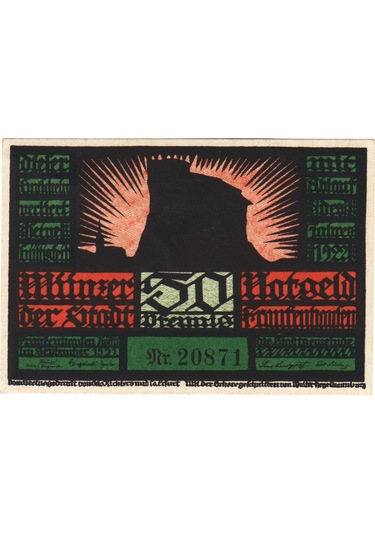 Almanya 50 Pfennig 1921 Notgeld-frankenhausen Şehri. Çil.2