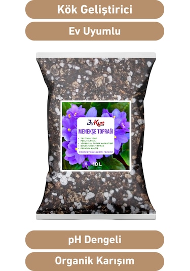 Bykurt Menekşe Toprağı 10l Premium Kalite Böcek Sinek Yapmayan Özel Saksı Karışımı 10 Litre