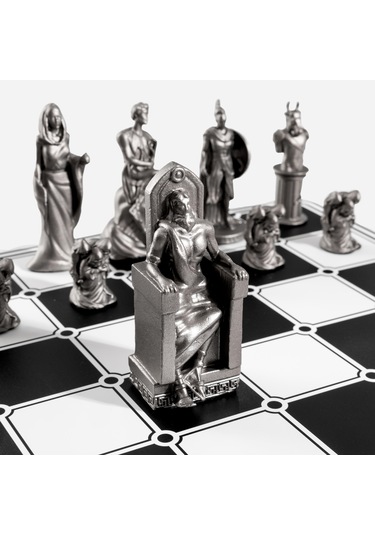 Sönmeyen Ateş Olimpos Paslanmaz Çelik Satranç Takımı Gri