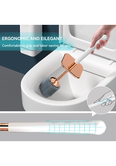 Siyah Tuvalet Fırçası Ve Tutacağı, Ergonomik Uzun Saplı Zarif Klozet Fırça Seti, Dekor Temizleme Aksesuarları, Dayanıklı, Derin Temizlik