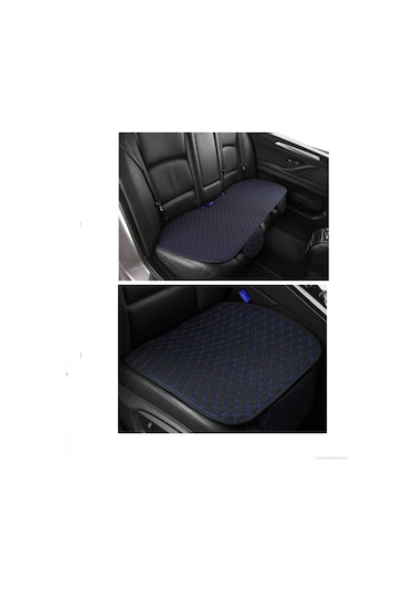 Tüm Araçlar Uyumlu Kumaş Ön Ve Arka Takım Araba Koltuk Minderi 3 Parça Krem - Siyah