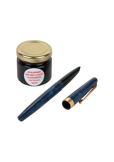 Kırmızı Safran Mürekkebi ve Lacivert Renk Safran Kalemi Seti 40 g