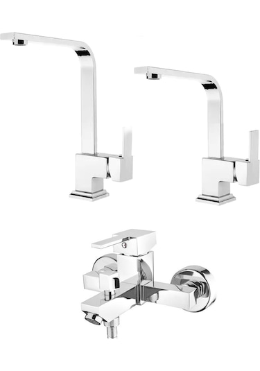 Inventa Kare Banyo Batarya Seti 3'lü Krom