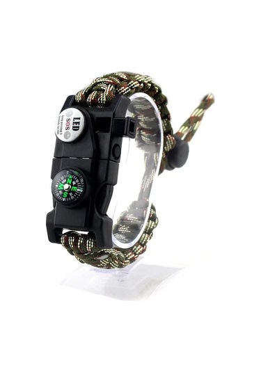 Nurcamp Paracord Kamp Bileklik Hayatta Kalma Bilekliği Kamuflaj Çok Renkli