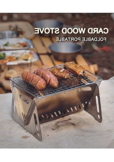 Dancemonkey Paslanmaz Çelik 304 Mangal Seti: Katlanabilir, Taşınabilir, 3 Parçalı Uygun Tasarım Gümüş Gümüş