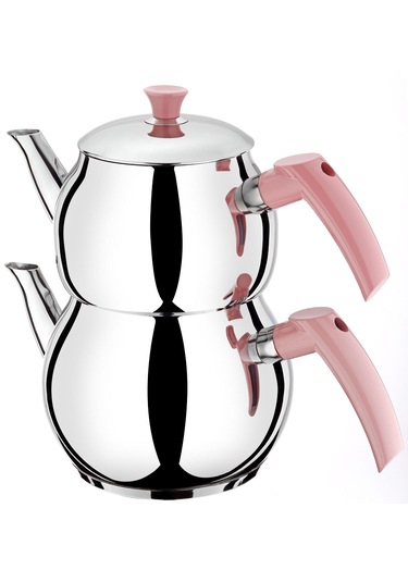 Viola Mini Küre Paslanmaz Çelik Çaydanlık 0,8 Litre-1,2 Litre Pembe