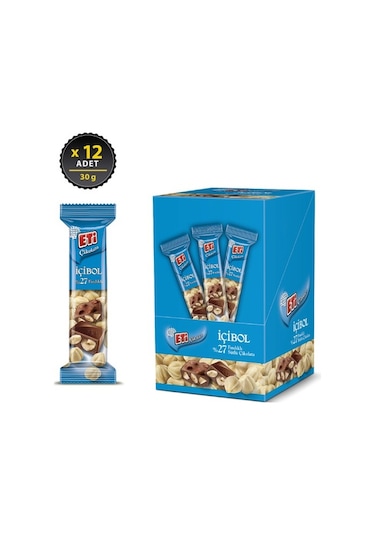 Eti Çikolata İçibol %27 Fındıklı 12 x 30 G