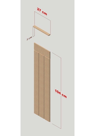 DUVAR PANELİ 27 cm Genişlik x 105 cm Ham mdf Duvar paneli ( 10 mm