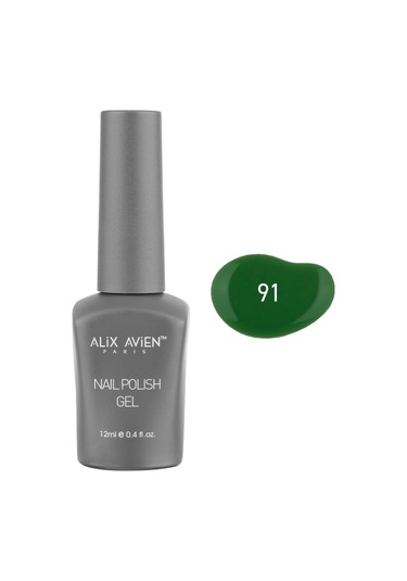 Alix Avien Çim Yeşili Kalıcı Oje 91-yoğun Renk Veren Jel Oje 12 Ml-nail Uv Gel Polish 91