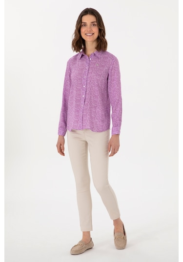 U.s. Polo Assn. Kadın Mor Gömlek Desenli 50306433-vr038 Mor