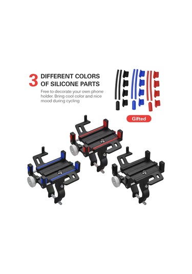 Folinda Alüminyum Bisiklet Telefon Tutucu, Silikon Renkli Parçalar İle Değiştirilebilir, 20-40mm Çubuk Çapı, 55-95mm Telefon Genişliği, Sağlam Tutma Diğer