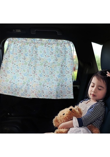 Araba Isı Yalıtımı Karartma Karikatür Pamuk Güneşlik Mavi Çiçek