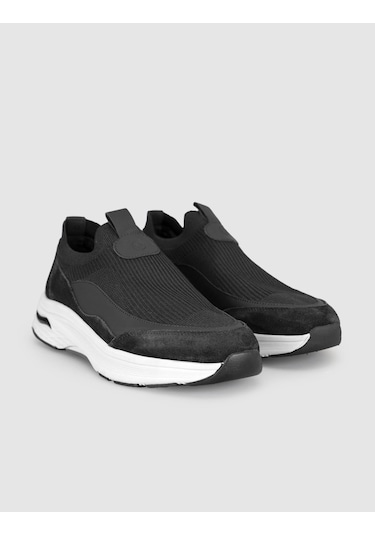 Cabani Siyah Modern Triko Slip-on Sneaker Siyah - Neon Yeşil