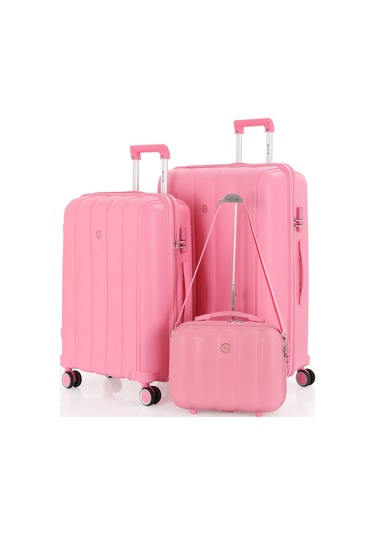 Mçs Polipropilen 3lü Valiz Seti Büyük & Orta & Makyaj V305 S21yy1000078-set 00020 Pembe