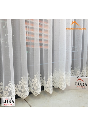 Lüks Grek Etek Işlemli Tül Perde 1 Yüksek Kaliteli- Modern House