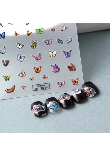 1 Adet Siyah Beyaz Yay Kelebek 5d Tırnak Çıkartmalar Nail Art Dekorasyon Kabartma Disney Karikatür Çiçek Nail Art Çıkartmalar Tırnak Malzemeleri Mor