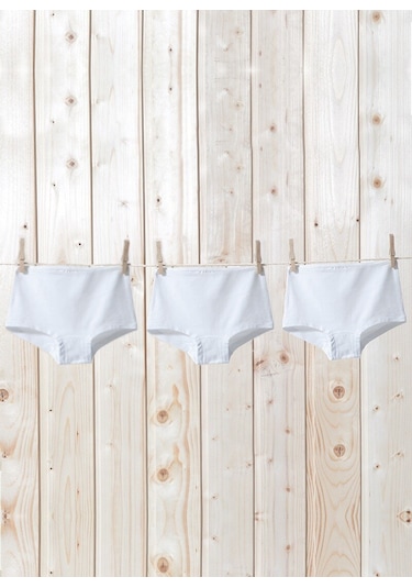 Kız Çocuk Boxer 3lü Paket 1295 - Beyaz