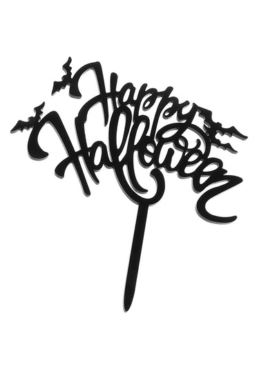 Homyl Akrilik Mutlu Cadılar Bayramı Yarasa Kek Toppers Partisi Siyah