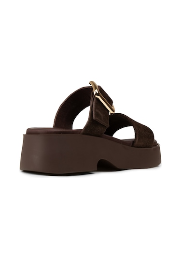 Deery Kadın Hakiki Süet Kahverengi Platform Sandalet - L2506zkhvp01
