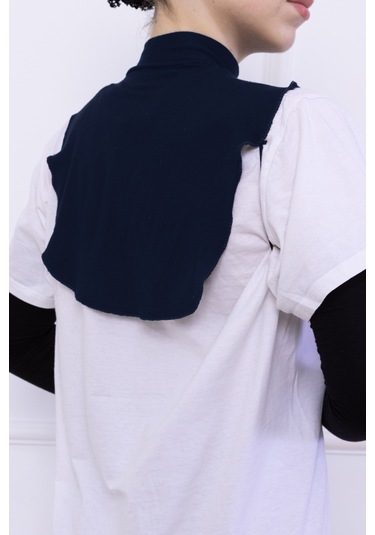 Balıkçı Yaka Boyunluk Lacivert - Dik Yakalı Kadın Tesettür Penye Yarım Body Hijab Namaz Boyunluğu Lacivert