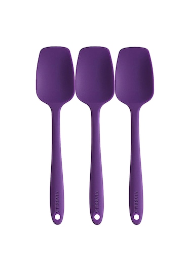 Silikon Kaşık Seti 3lü Büyük Boy Yanmaz Yapışmaz Çizmez Özel Renk
