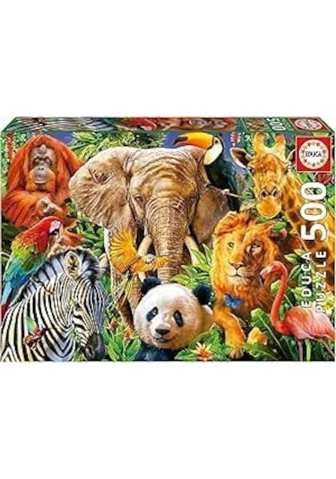 Educa 500 Parça Vahşi Hayvanlar Kolajı Puzzle - 19550 - Wild Animal Collage