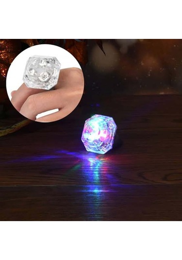 Tasarımlı Led Glow Işıklı 3 Modlu Gümüş Yüzük 3.5 X 5 Cm