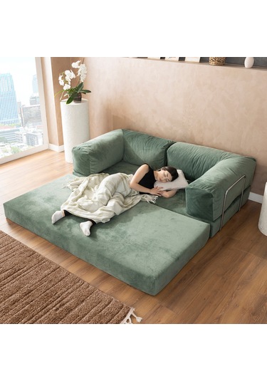 Argimo Godila Çok Amaçlı Sofa Çift Kişilik Yatak Koltuk Yeşil