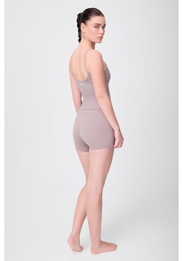 Hıghrıse Comfortflex Yüksek Bel Atletik Spor & Aktif Yaşam Şortu-2829 Bej