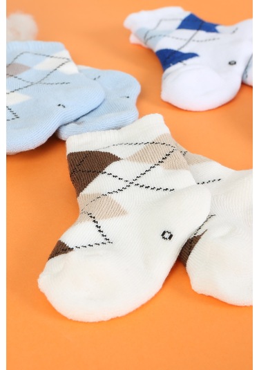 Pamuklu 6'lı Yenidoğan Bebek Kışlık Havlu Çorap Çok Renkli