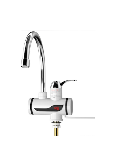 Yaozixa Anında Isıtmalı Elektrikli Musluk - Hızlı Su Isıtma, 2500w, 110v, Porselen Vana Beyaz - Krom