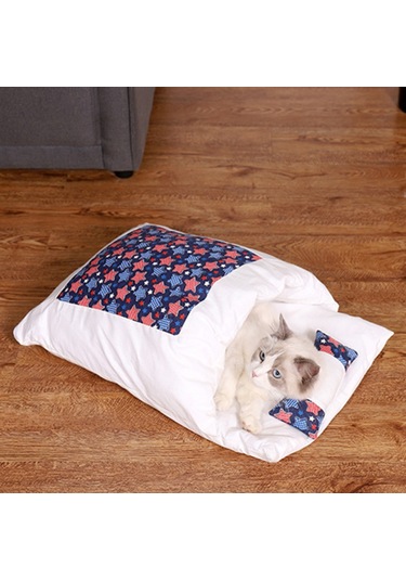Kedi Yatağı, Çıkarılabilir Ve Yıkanabilir, Tüm Mevsimler İçin, Koyu Mavi Yıldız M 3-10 Kedi