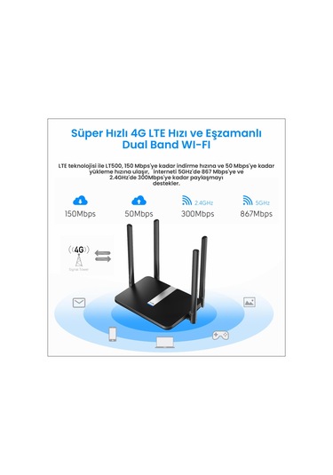 Cudy LT500 2.4 GHz 300 Mbps 5 GHz 867 Mbps 4 Port Router
