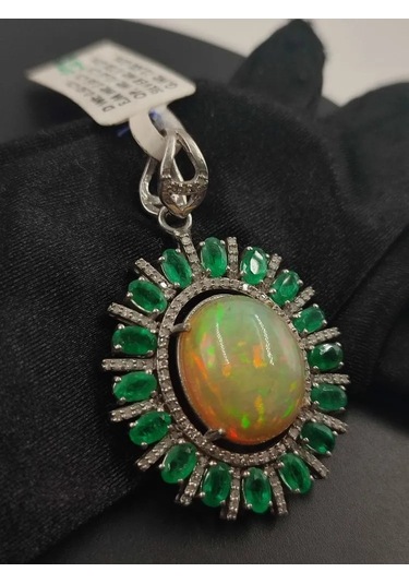 Opal Zümrüt Elmas Kolye Ucu 211
