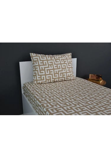 Totem Desenli Lastikli Çarşaf Seti - Tek/ Çift/ Battal Boy Cappuccino