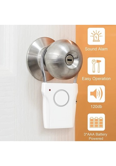 Willowhaven 1 Adet 110db Yüksek Sesli Taşınabilir Beyaz Kapı Güvenlik Alarmı, Ev Karavan Kapı Koruma