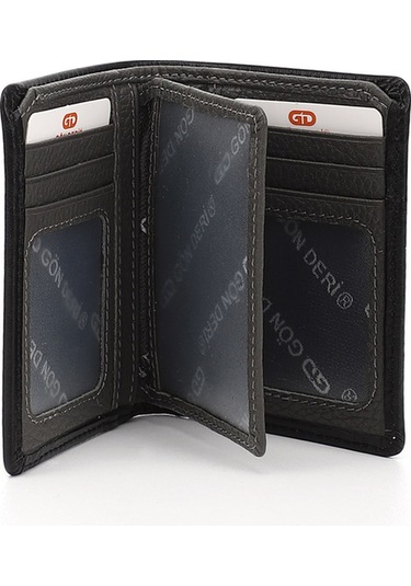 Gönderir Siyaha Antrasit Hakiki Deri Dikey Cüzdan Siyah - Antrasit