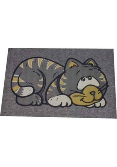 Kedi Desenli Kauçuk İç Ve Dış Kapı Önü Paspası 45x70