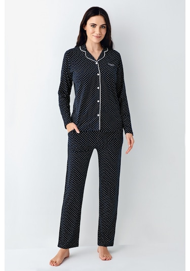 Pierre Cardin Kadın Lacivert Gömlek Pijama Lacivert