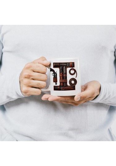 I Harfi Kovboy Temalı Bardak 330 Ml İsim / Harf Kişiye Özel Hediye - Vahşi Batı Konsept Beyaz