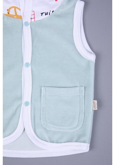 Babyhola Kız Erkek Bebek Kapüşonlu Kadife Cepli Yelek 3297 001